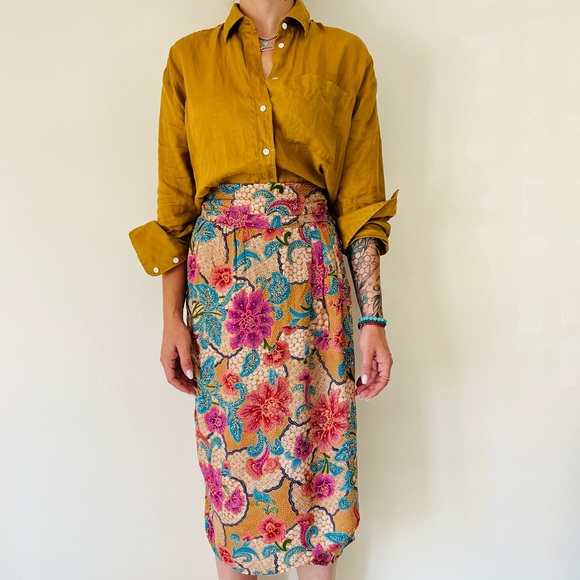 Vintage SK&company wrap midi floral skirt - Picture 3 of 7